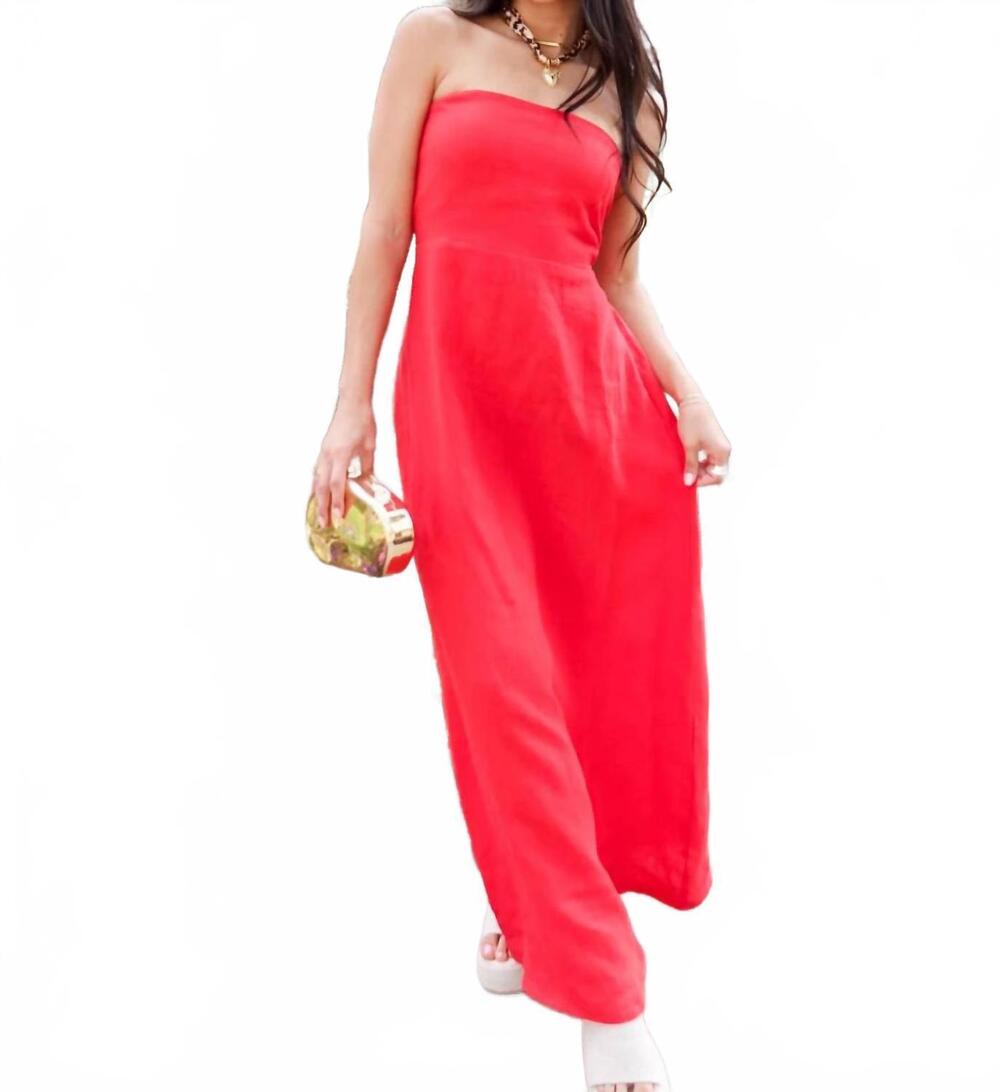 NEW OLIVACEOUS sienna strapless maxi dress in red